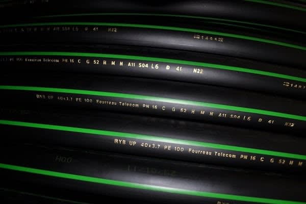 Elydan - FLEXCOM fourreau PEHD fibre optique 50x4,6mm - SDR11 - NBV - Couronne de 100m