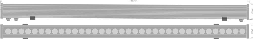 Ledvance - Réglette architecturale 100cm 38W/3000K 2880lm 45° symétrique IP66/IK08 Gris