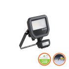 Ledvance - Projecteur FL10 PIR 6/8W 830 780/1100lm Sym 100 IP65 Noir Multi Lumen Natureloop