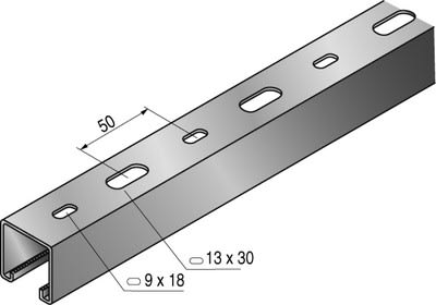 NIEDAX - Rail STRUT 41x41x2.50, perforé, longueur 6m, GC