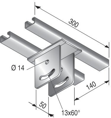NIEDAX - Plaque de tête double KUGPK 5050, GC, pour rail U 5050