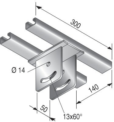 NIEDAX - Plaque de tête double KUGPK 5050, GC, pour rail U 5050