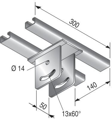 NIEDAX - Plaque de tête double KUGPK 5050, GC, pour rail U 5050