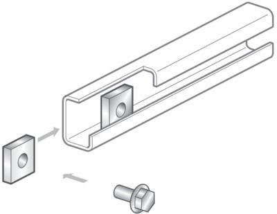 NIEDAX - Ecrou carré M8, pour rail C28x20, finition EZ