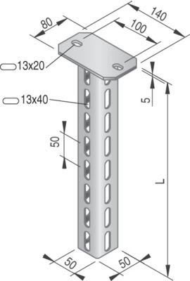 NIEDAX - Pendard HU 5050, 1000 mm, GC, perforé 3 faces.
