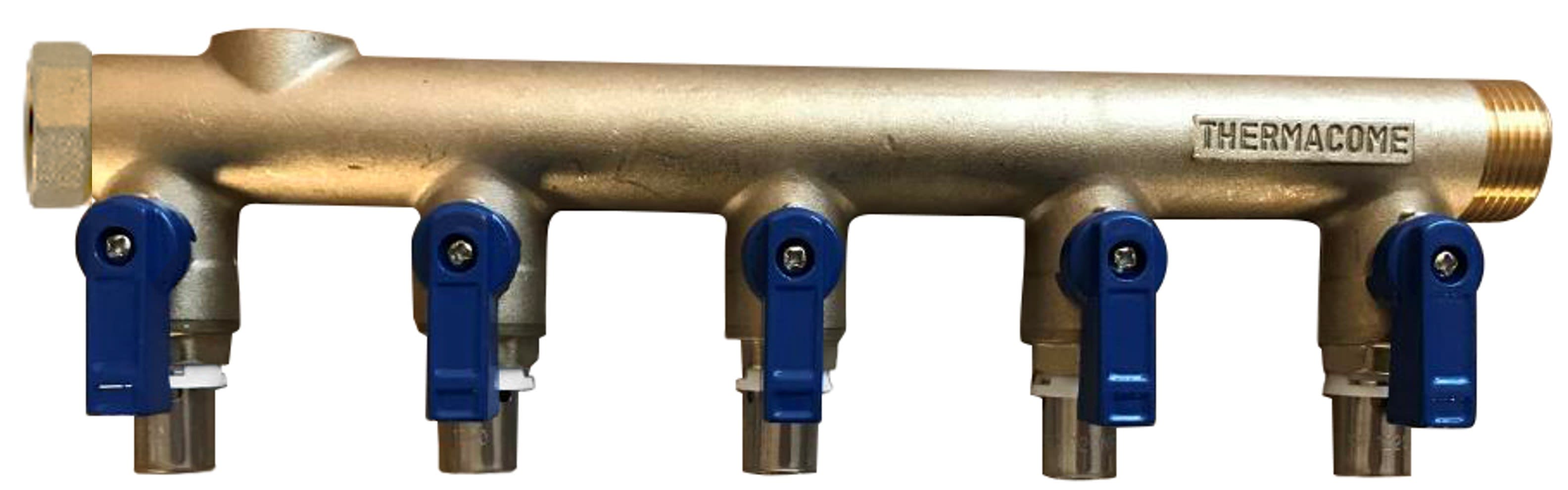 THERMACOME - Collecteur/Distributeur Mâle/Femelle à sertir avec vannes DN12 - 5 circuits