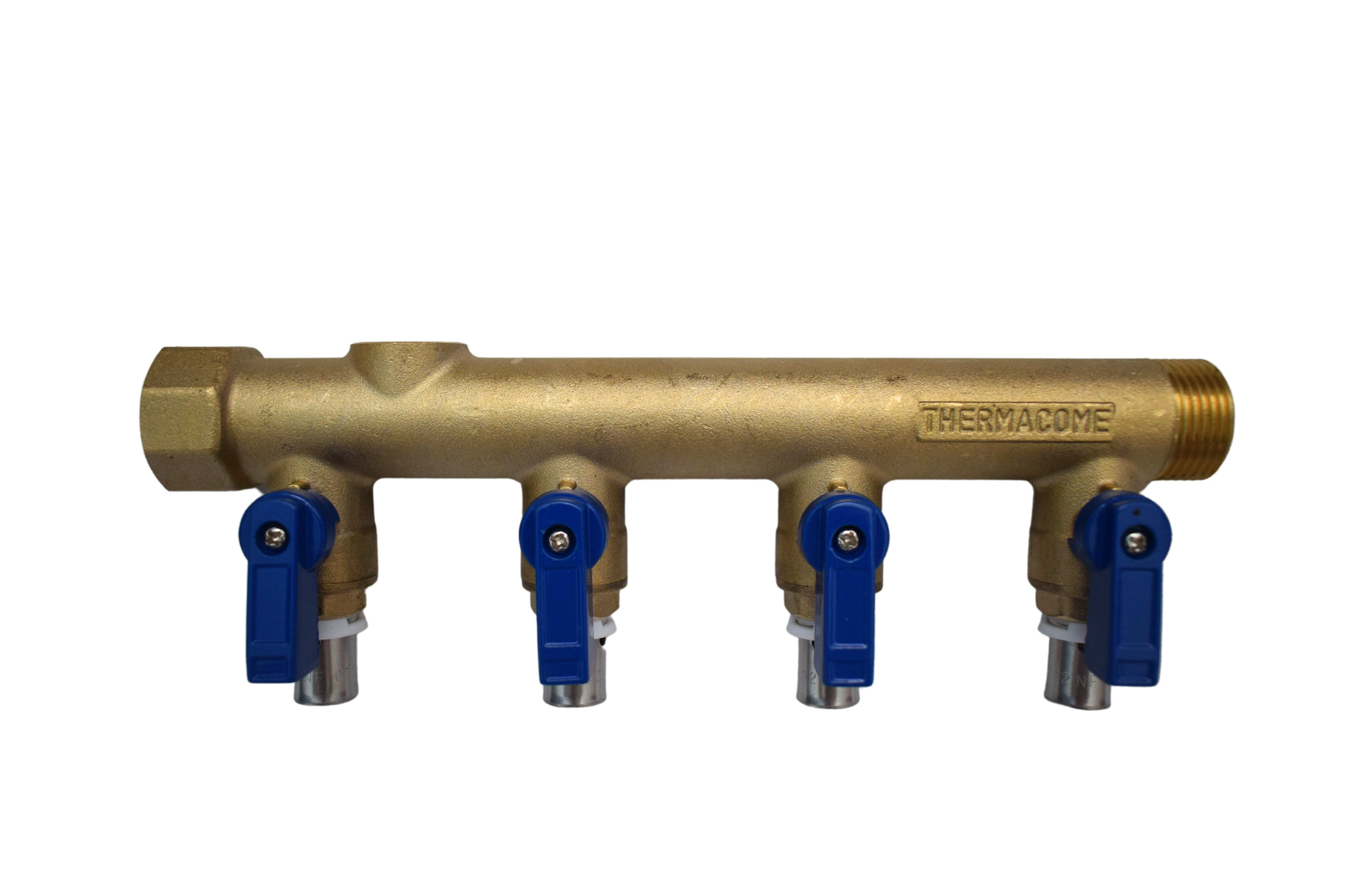 THERMACOME - Collecteur/Distributeur Mâle/Femelle à sertir avec vannes DN16 - 4 circuits