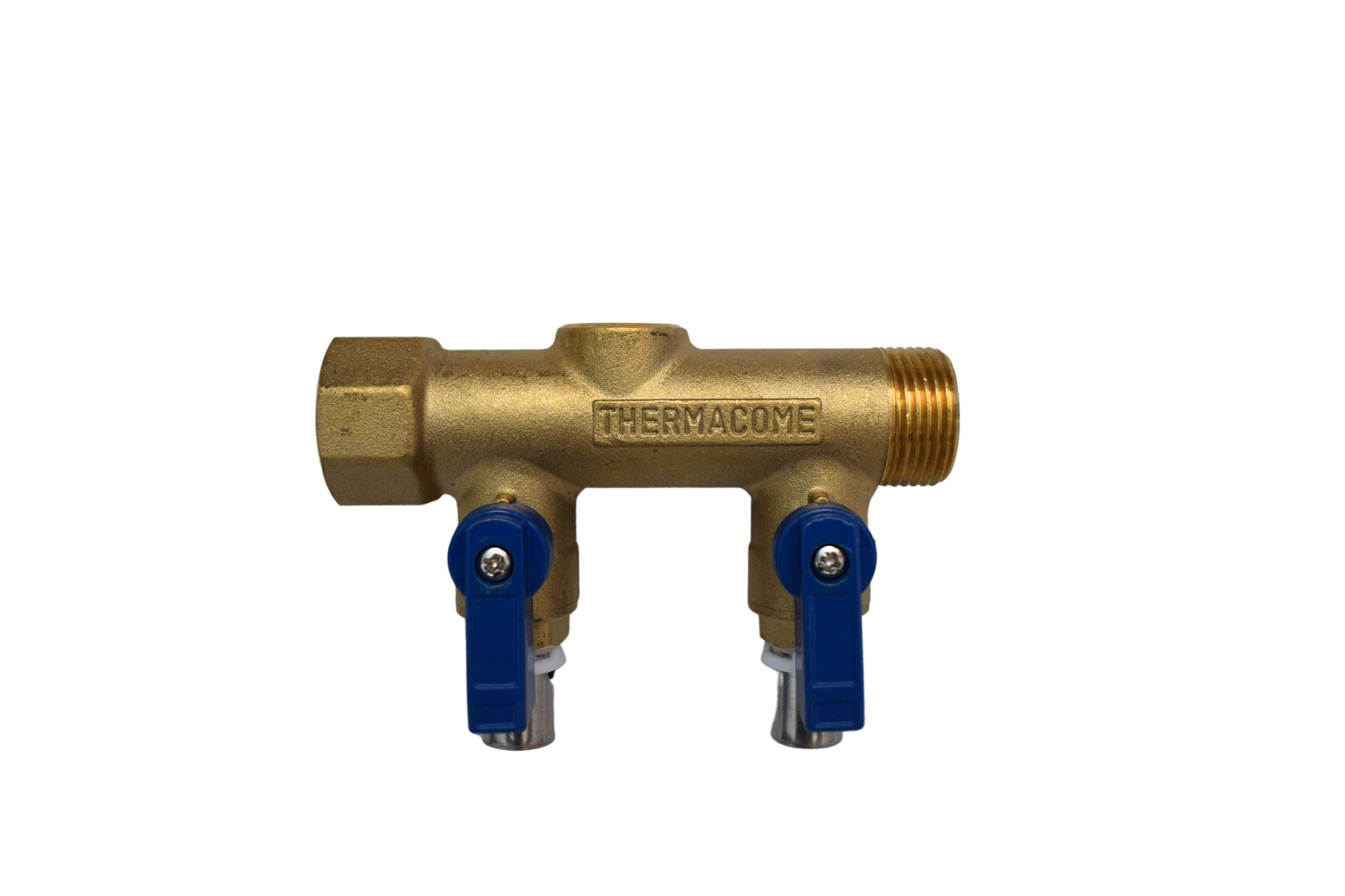THERMACOME - Collecteur/Distributeur Mâle/Femelle à sertir avec vannes DN16 - 2 circuits