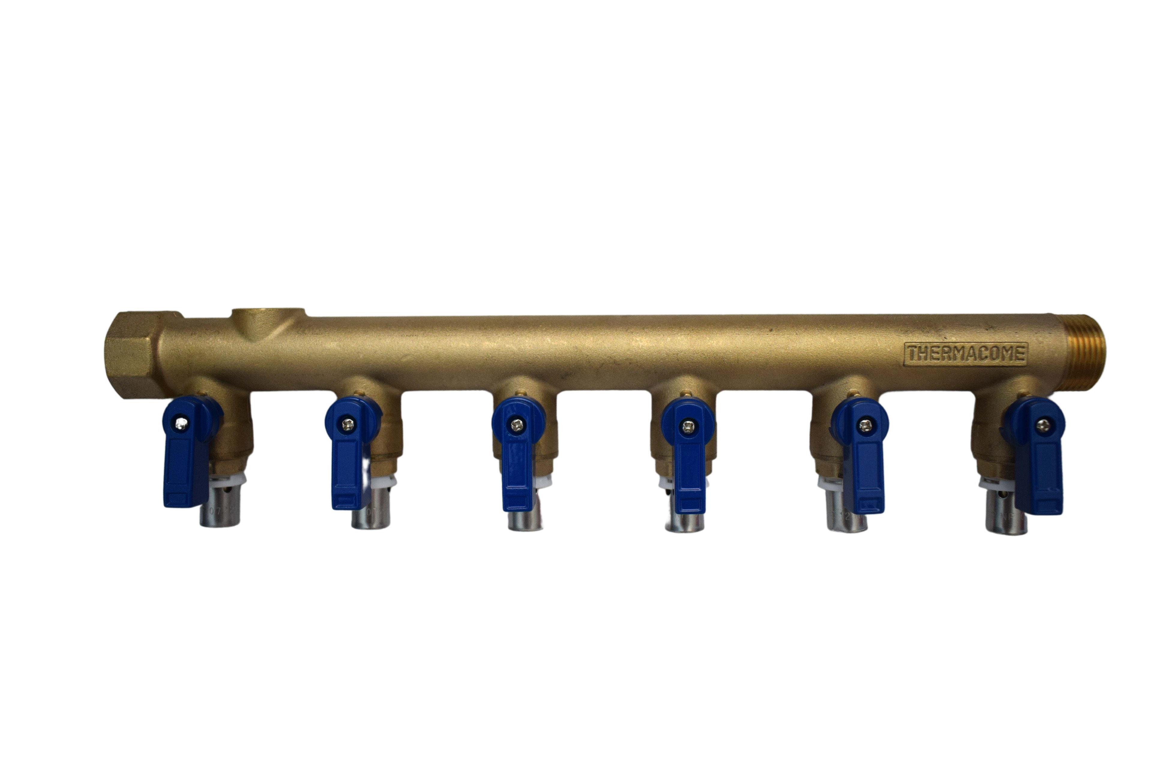 THERMACOME - Collecteur/Distributeur Mâle/Femelle à sertir avec vannes DN16 - 6 circuits