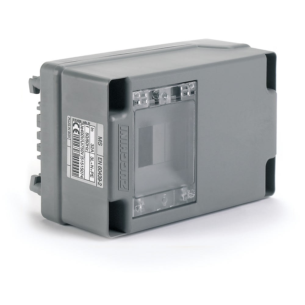 Zucchini - Boîte dérivation 32A mini canalisation MS - vide avec rail 4 mod version longue