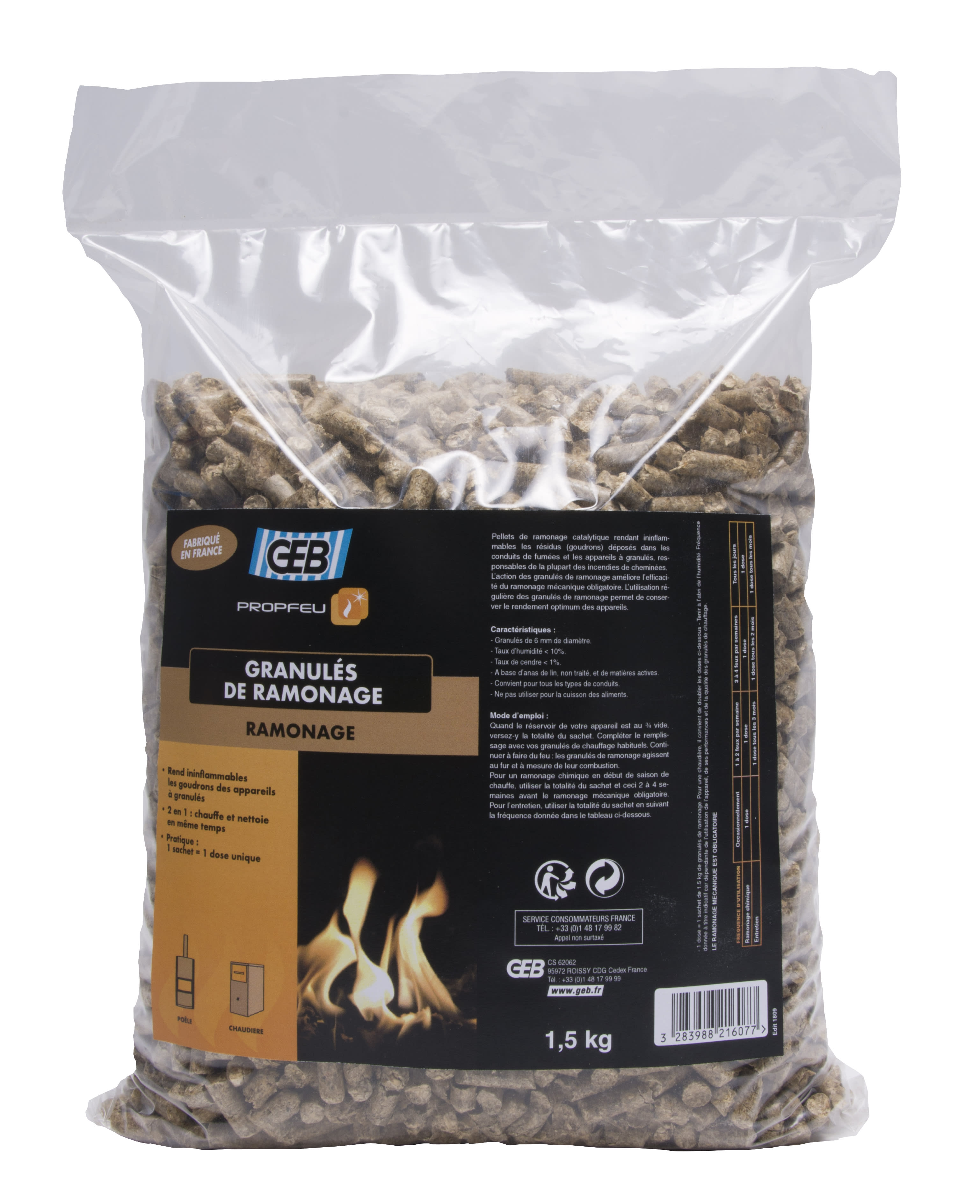 GEB - PROPFEU GRANULES DE RAMONAGE boite 1.5 kg