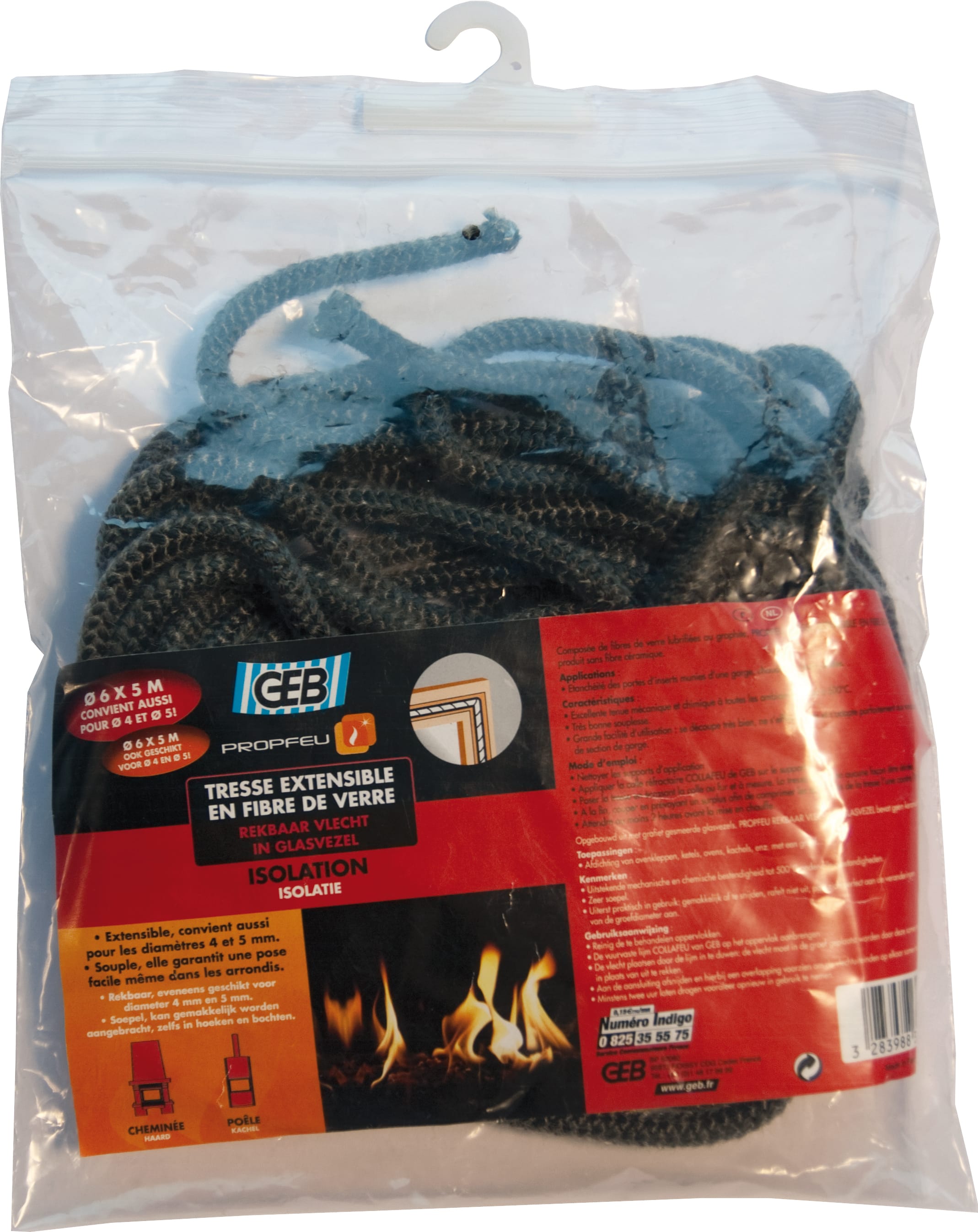 GEB - TRESSE EXTENSIBLE EN FIBRE DE VERRE (Diam 7/8) sachet de 5 m