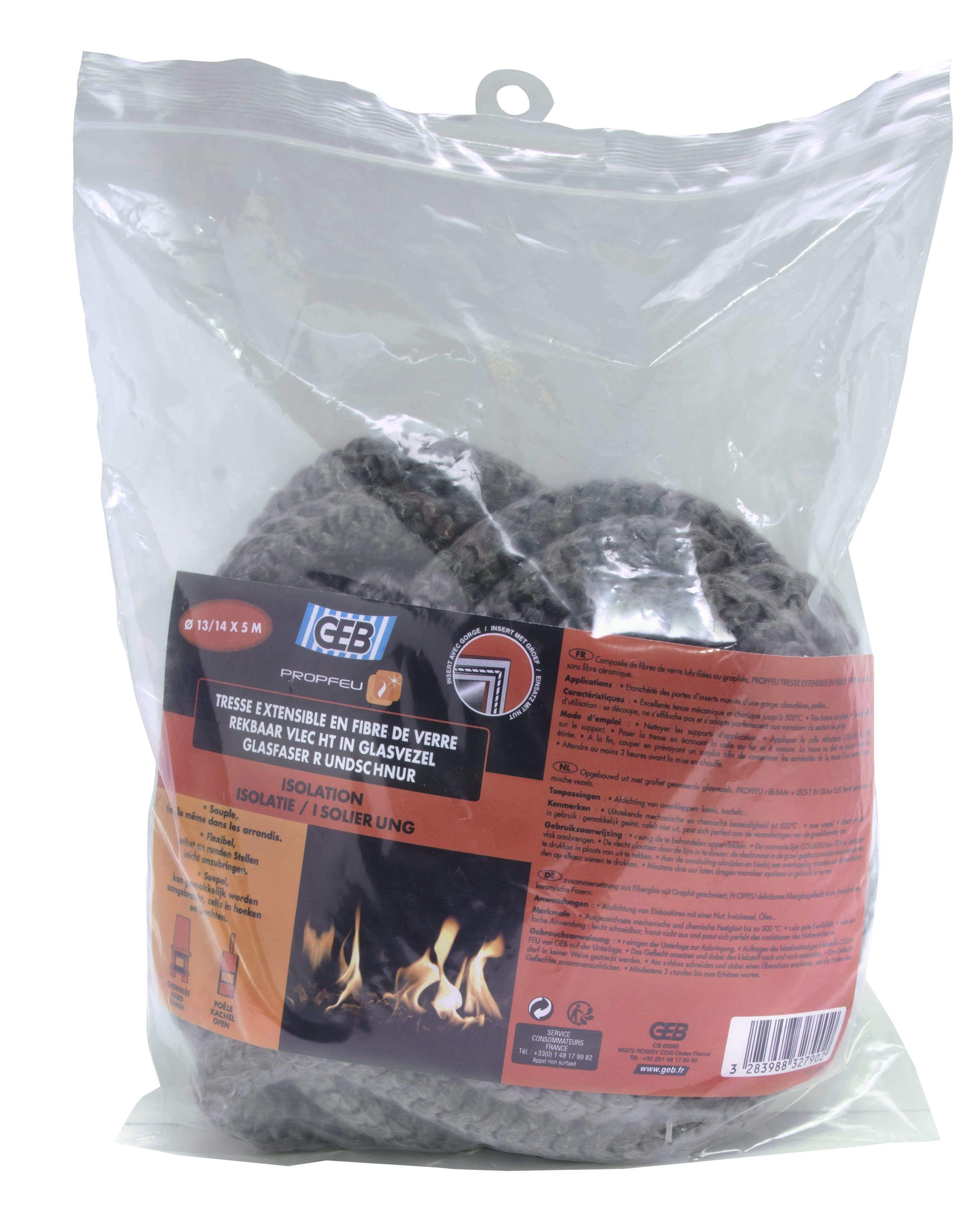 GEB - TRESSE EXTENSIBLE EN FIBRE DE VERRE (Diam 13/14) sachet de 5 m