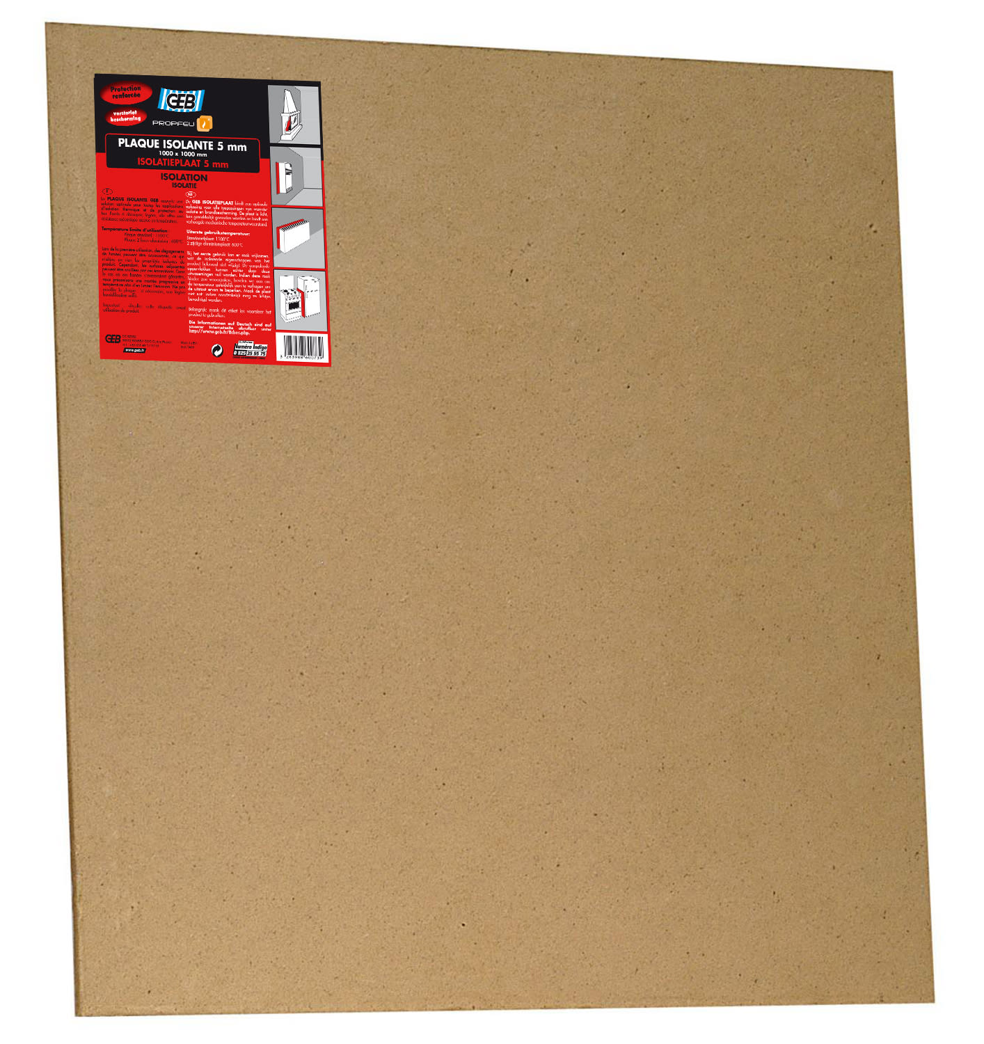GEB - PLAQUE ISOLANTE STANDARD plaque 1000 x 1000 épaisseur 5 mm