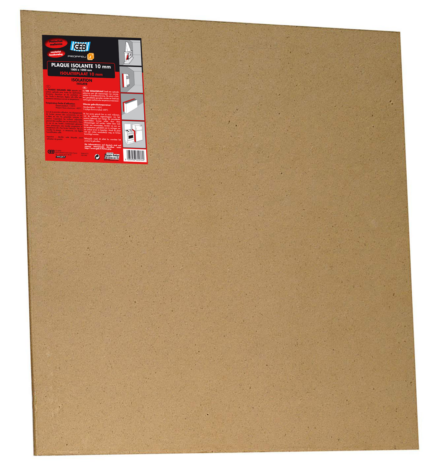 GEB - PLAQUE ISOLANTE STANDARD plaque 1000 x 1000 épaisseur 10 mm
