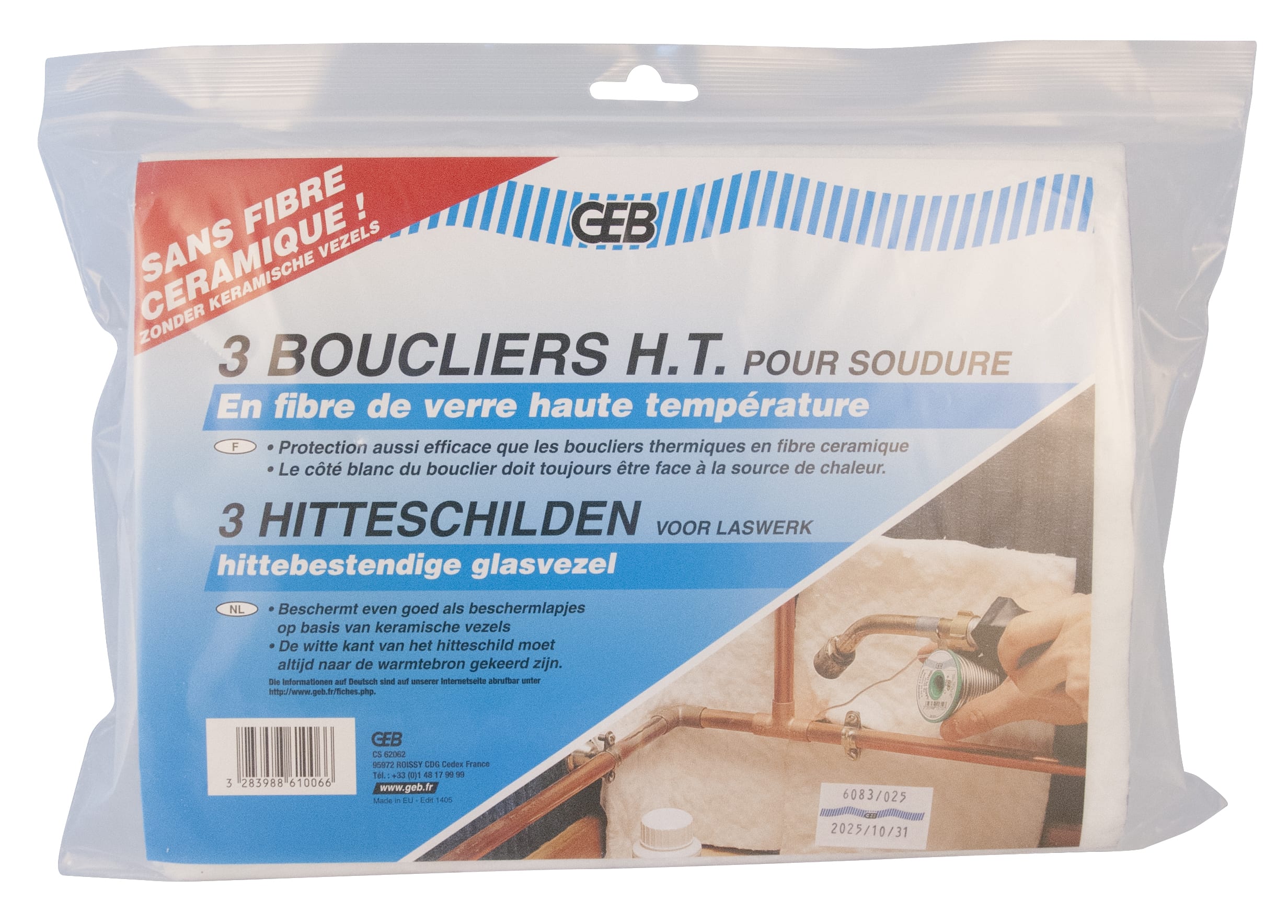 GEB - BOUCLIER HAUTE TEMPERATURE pour soudure Pack de 3 - 20 x 27 cm