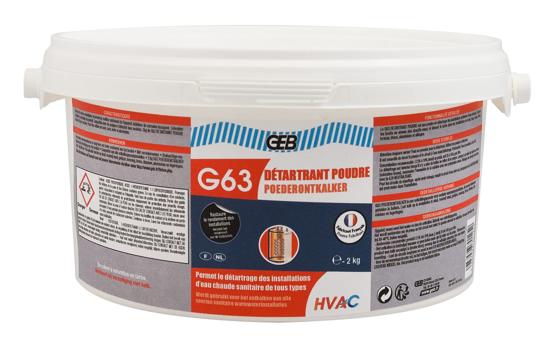 GEB - G63 DETARTRANT POUDRE seau 2 kg
