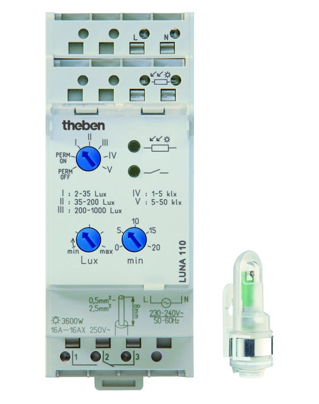 Theben - Interrupteur crépusculaire 2 à 50000 lux 12 24v analogique cellule encastrée
