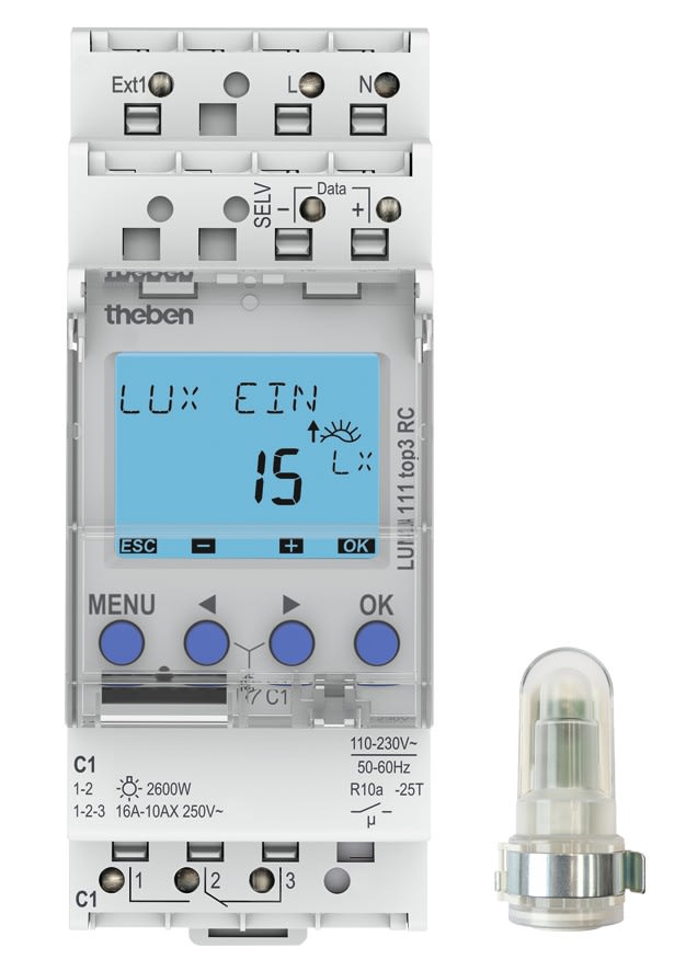 Theben - Interrupteur crépusculaire 1 à 99000 lux réglage numérique cellule saillie