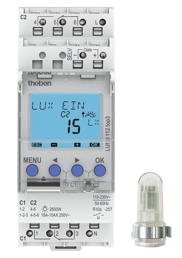 Theben - Interrupteur crépusculaire 1 à 99000 lux 2contacts
