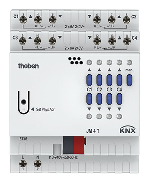 Theben - Actionneur de stores 4 contacts JM 4 T KNX