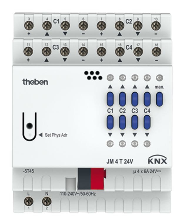 Theben - Actionneur de stores 4 contacts JM 4 T 24v KNX