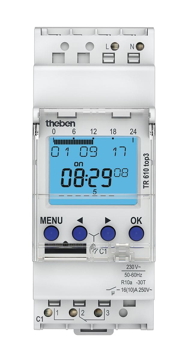 Theben - Horloge hebdomadaire digitale 24h 7j 1 contact  230V. Prog OBELISK top 3 BLE