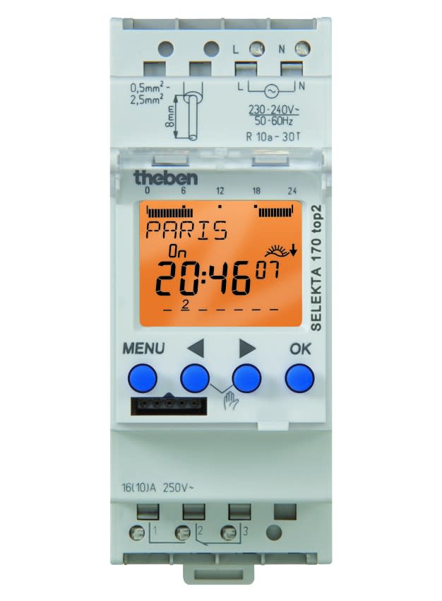 Theben - Horloge astronomique hebdomadaire 24V AC/DC. 1 contact inverseur