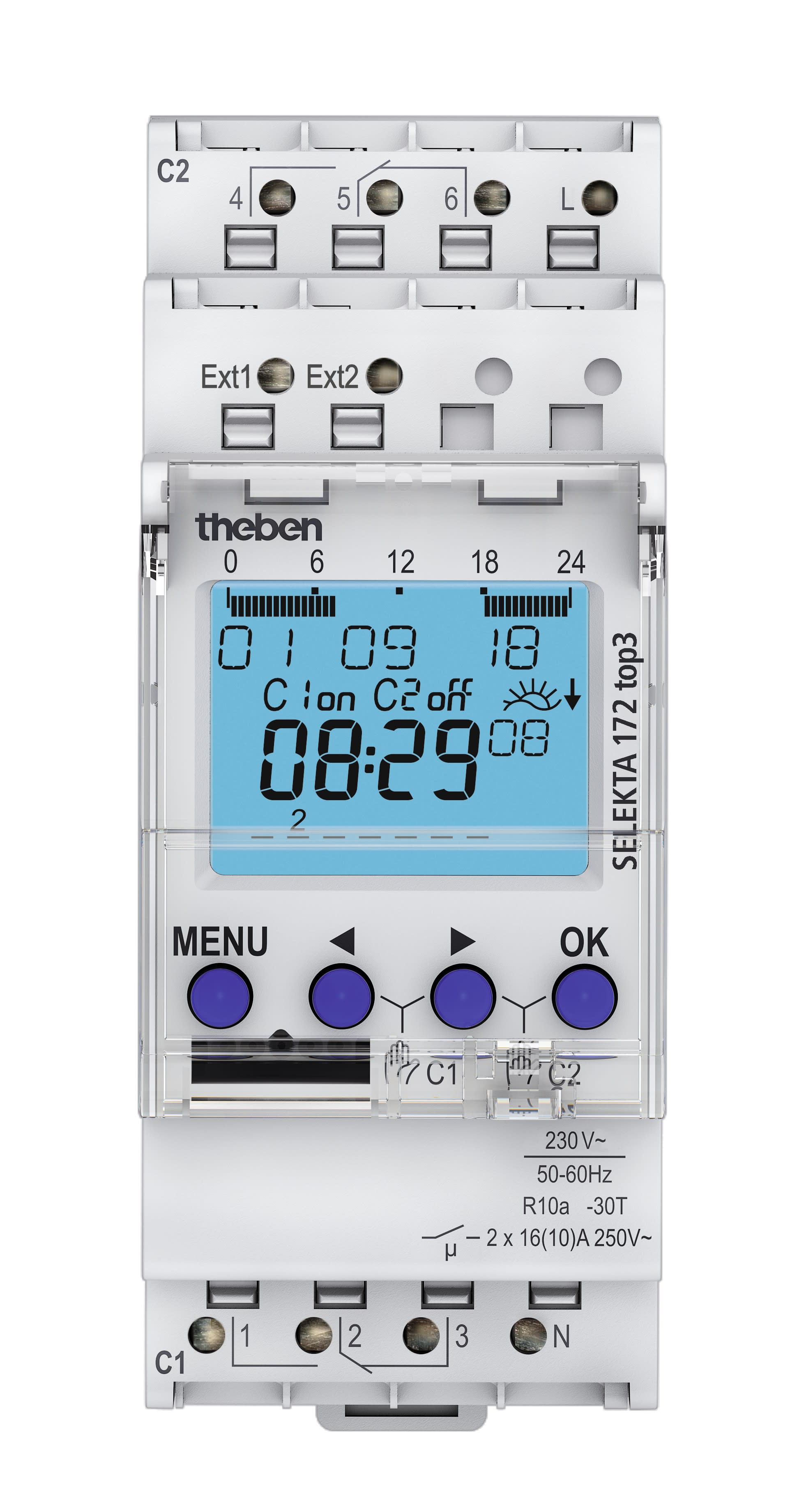 Theben - Horloge digitale astronomique modulaire 2 contacts 16A