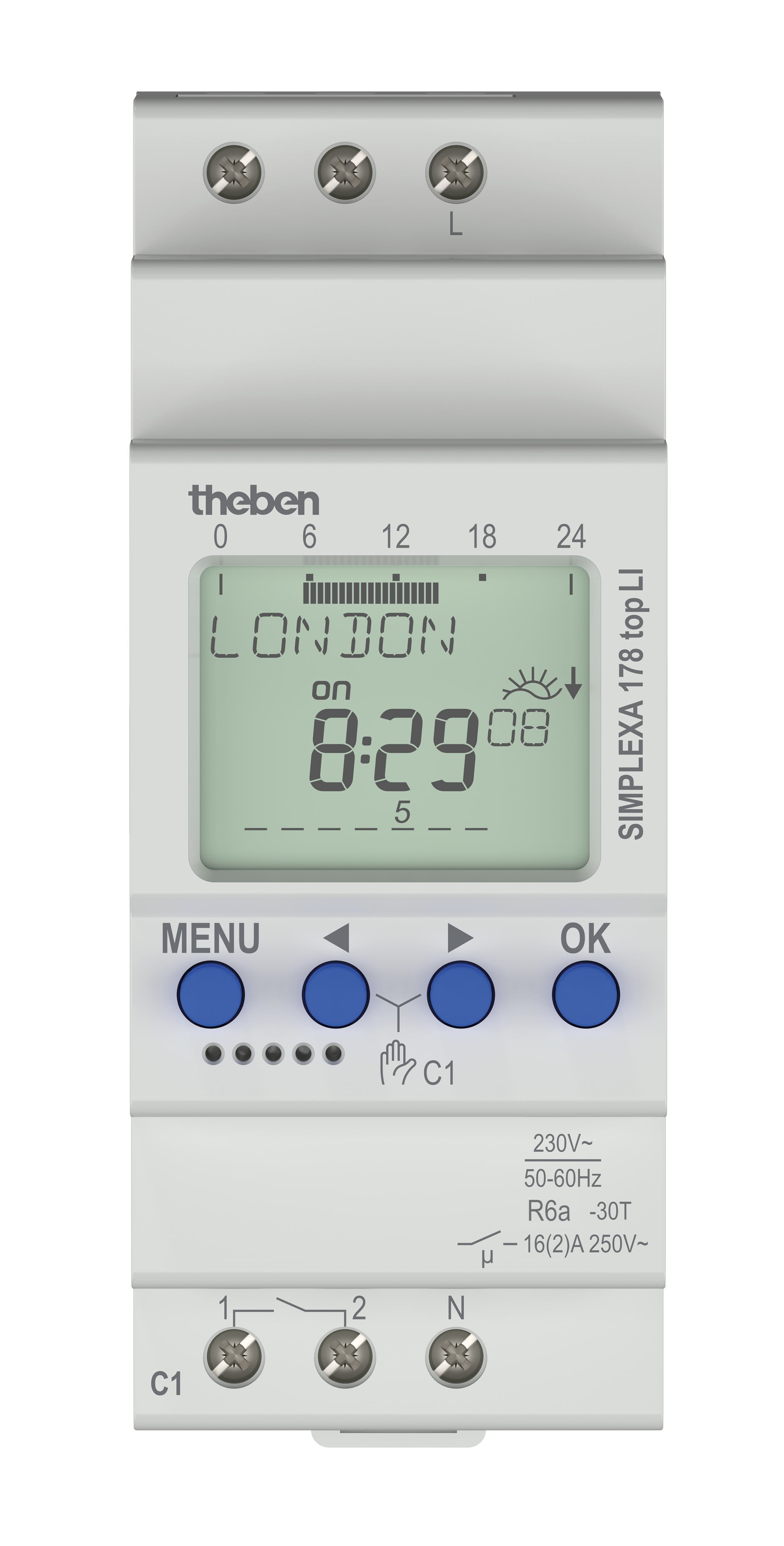 Theben - Inter horaire digitale astronomique 1 contacts, 2 modules prog en face avant