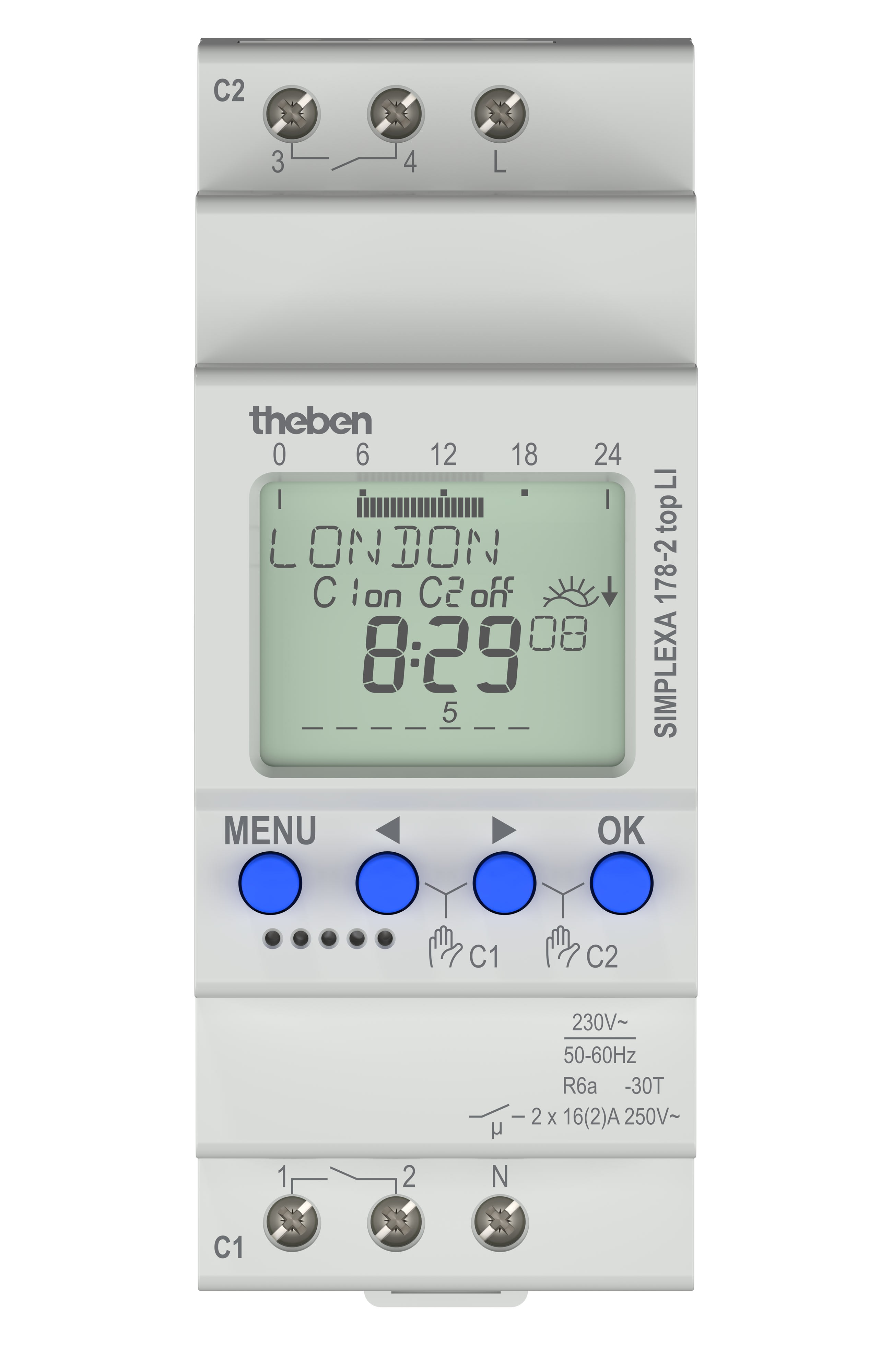 Theben - Inter horaire digitale astronomique 2 contacts, 2 modules prog en face avant