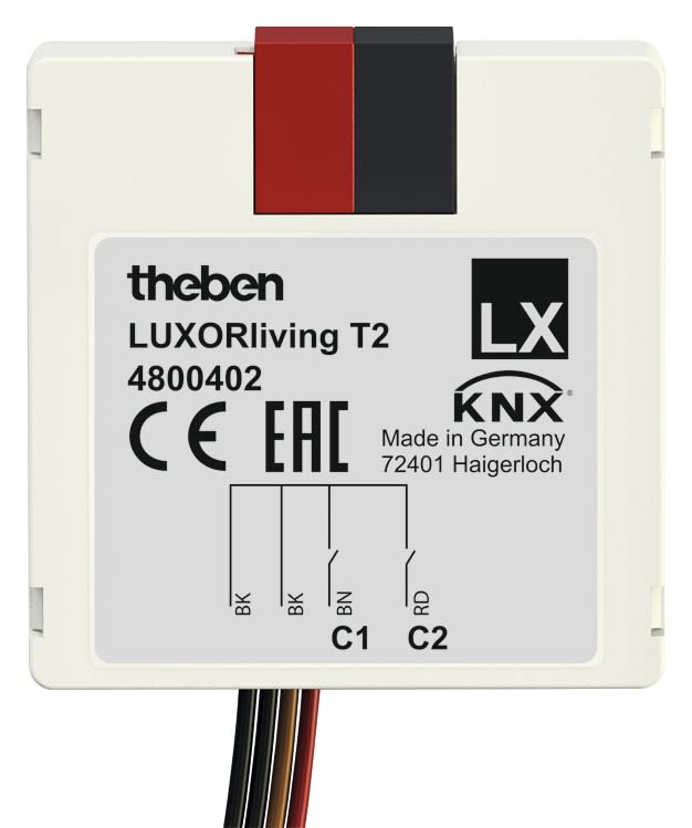 Theben - Interface pour bouton poussoir. 2 circuits. Gamme LUXORliving.