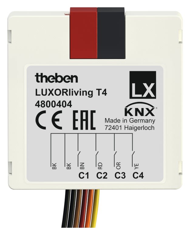 Theben - Interface pour bouton poussoir. 4 circuits. Gamme LUXORliving.