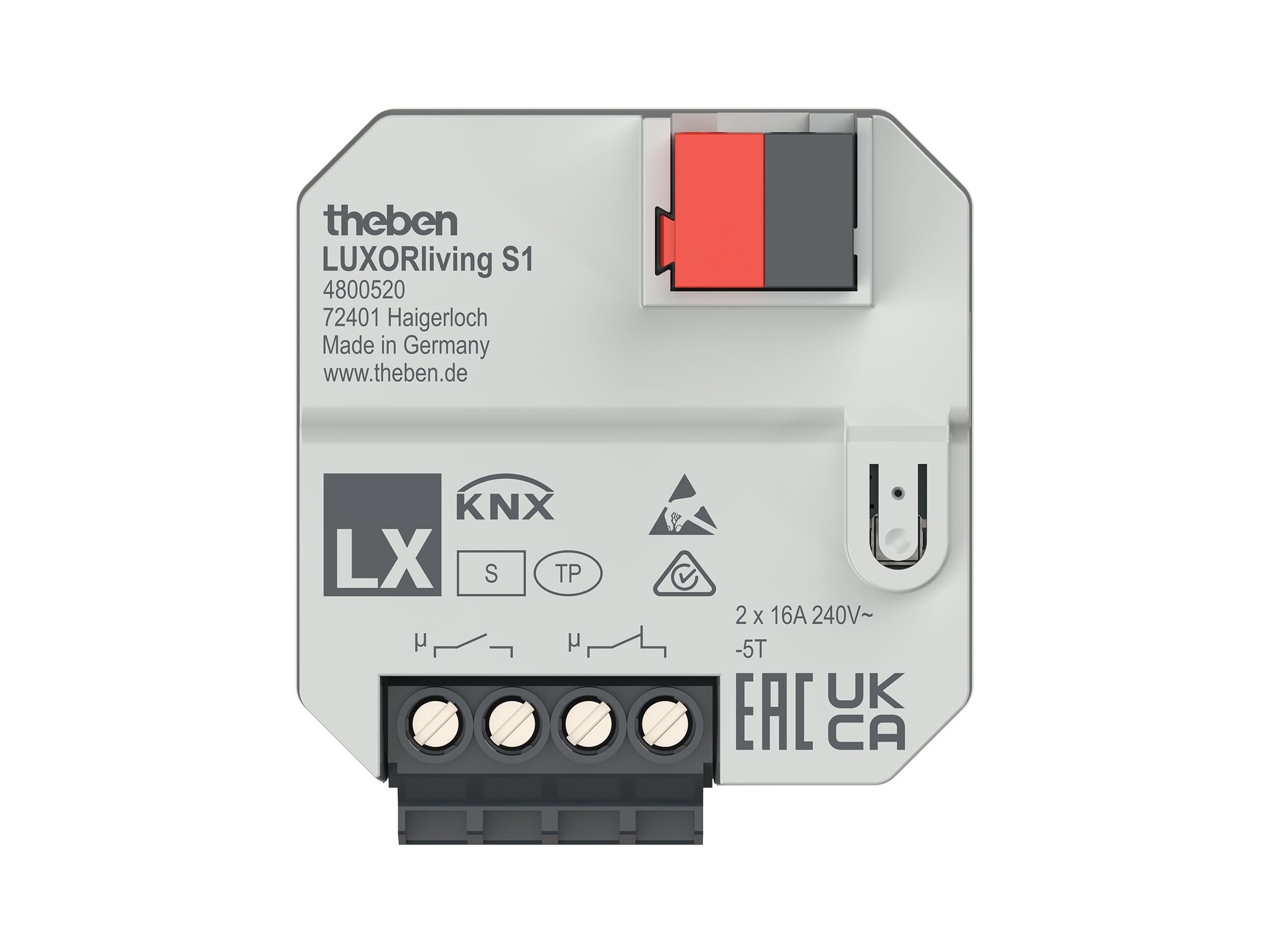 Theben - Actionneur de commutation encastré 1 C NO +1 C NF. Gamme LUXORliving. LED 600W.