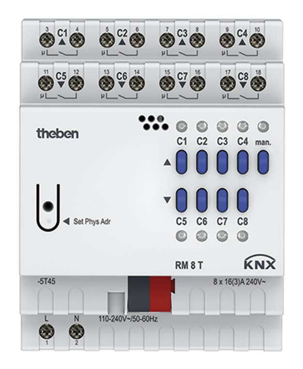 Theben - Module base Actionneur 8 c commutation ou store RM 8 T KNX