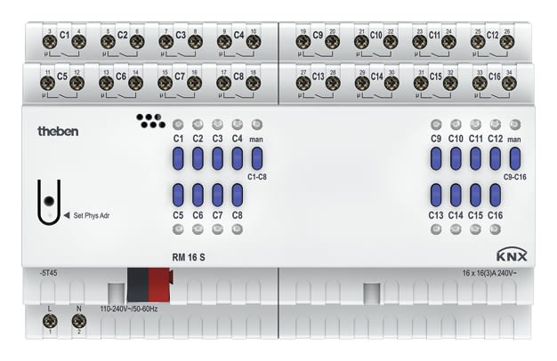 Theben - Actionneur 16 contacts tout ou rien RM 16 S KNX serie fix