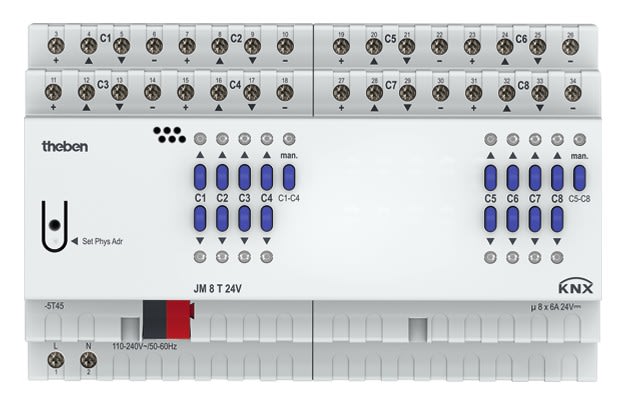 Theben - Actionneur volets 8 c JM 8 T 24v KNX