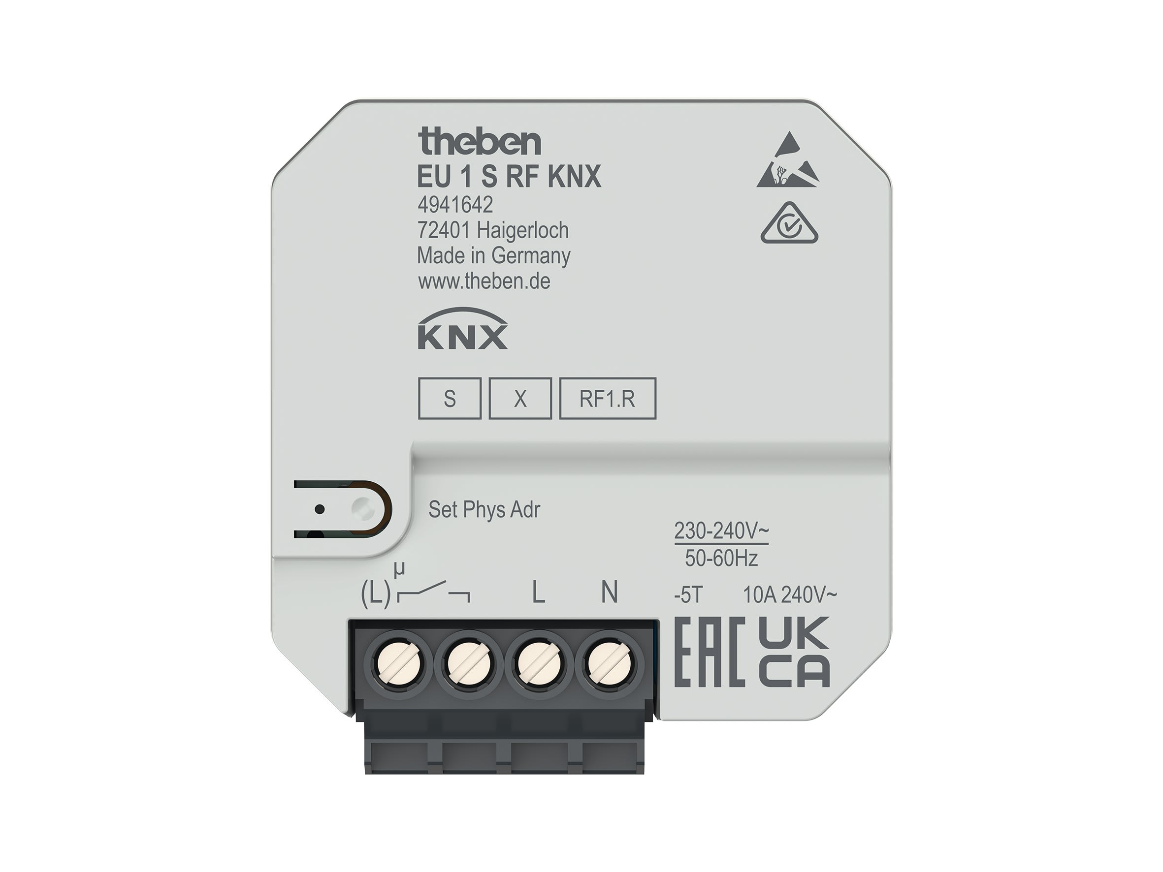 Theben - Actionneur sans fil encastré 1 voie chauffage élec 10 A KNX RF. Data Secure