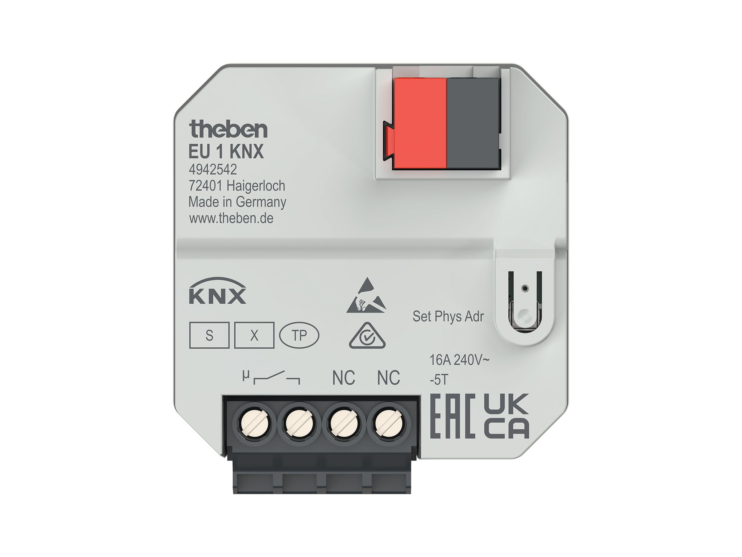 Theben - Actionneur encastré 1 voie chauffage élec 16 A, KNX TP, Data Secure