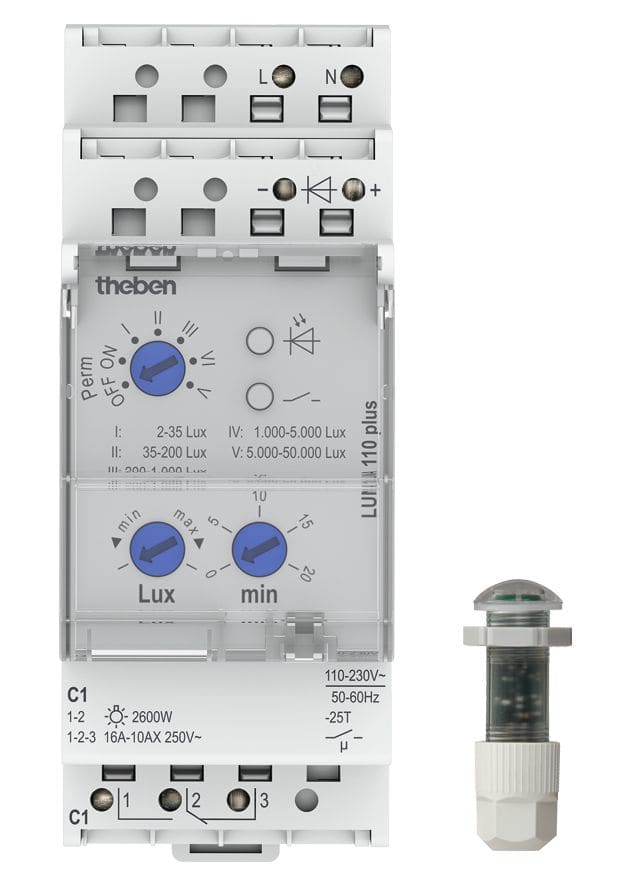 Theben - Interrupteur crépusculaire 2 à 50000 lux réglage analogique cellule encastrée