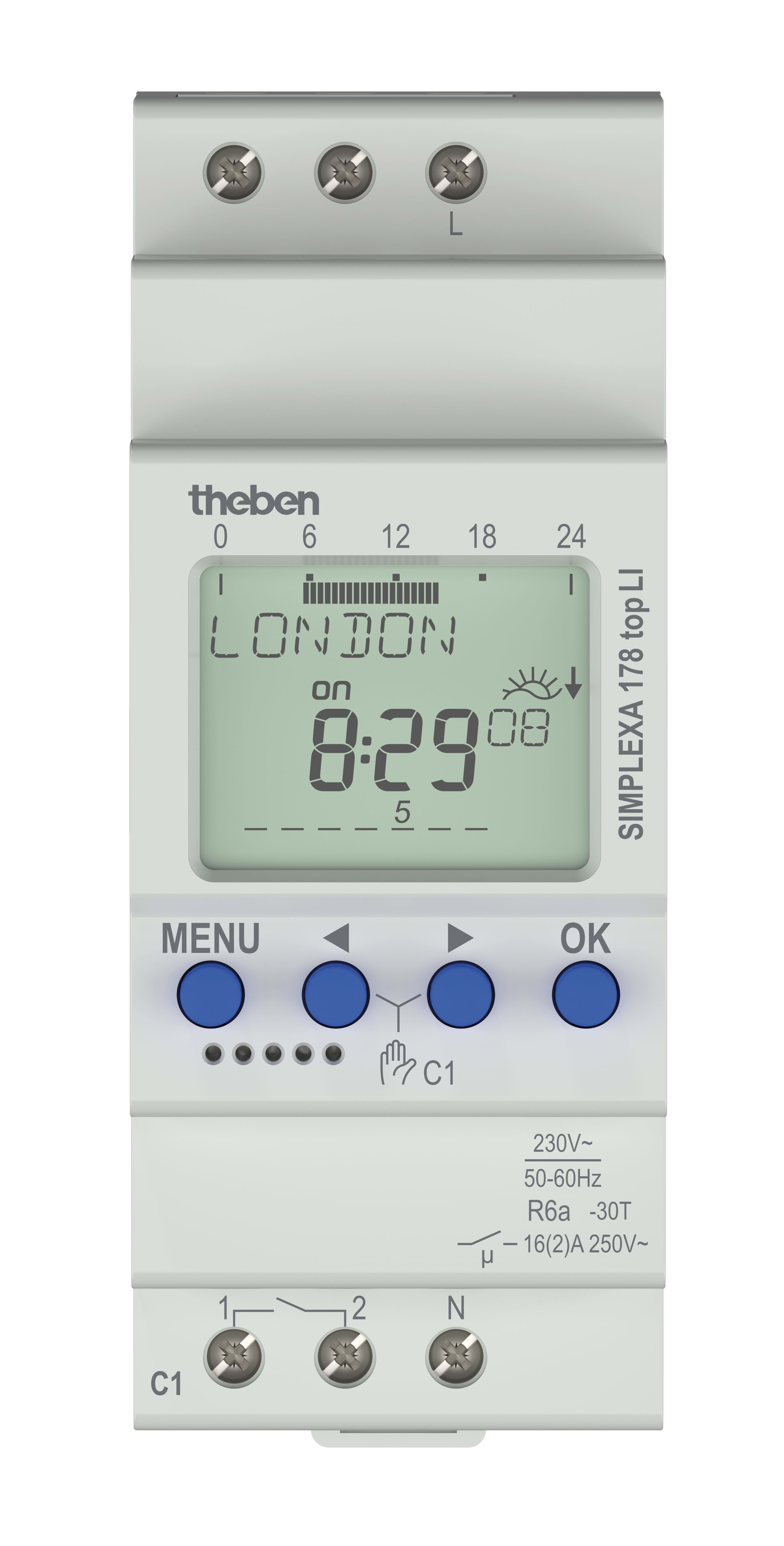 Theben - Inter horaire digitale astronomique 1 contacts, 2 modules prog en face avant