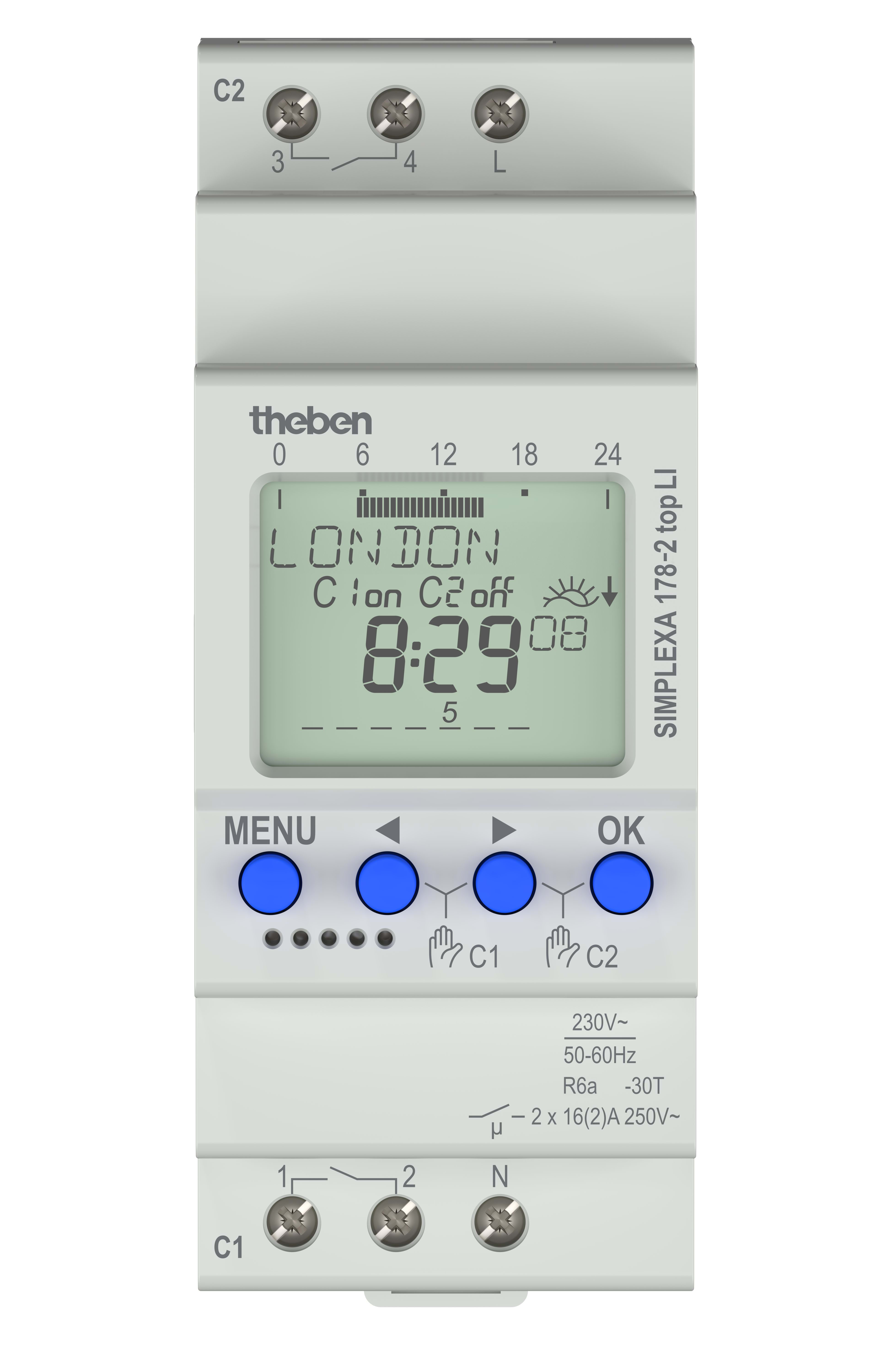 Theben - Inter horaire digitale astronomique 2 contacts, 2 modules prog en face avant