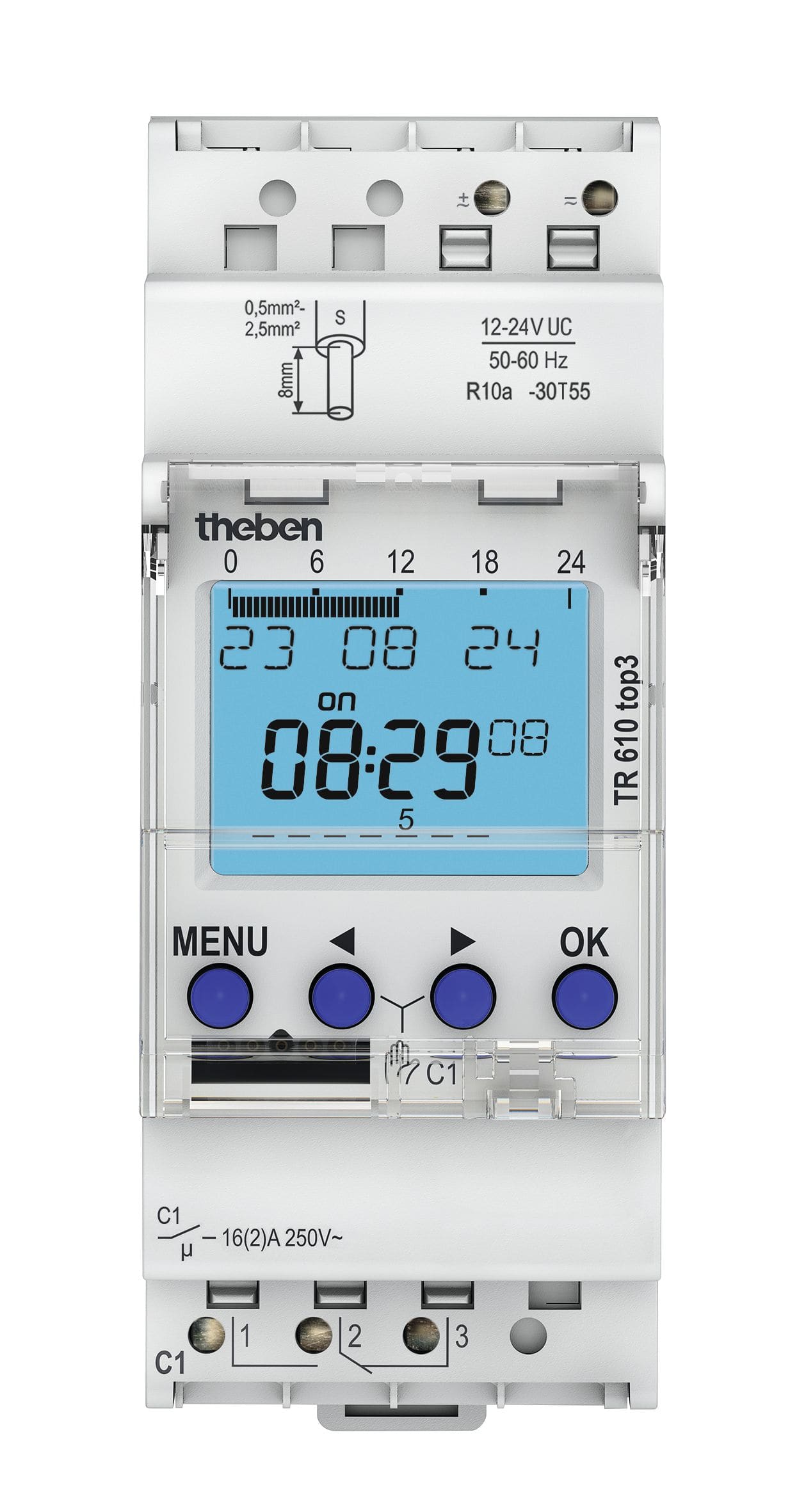 Theben - Horloge hebdomadaire digitale 24h-7j. 230v compatible OBELISK top3 Bluetooth.