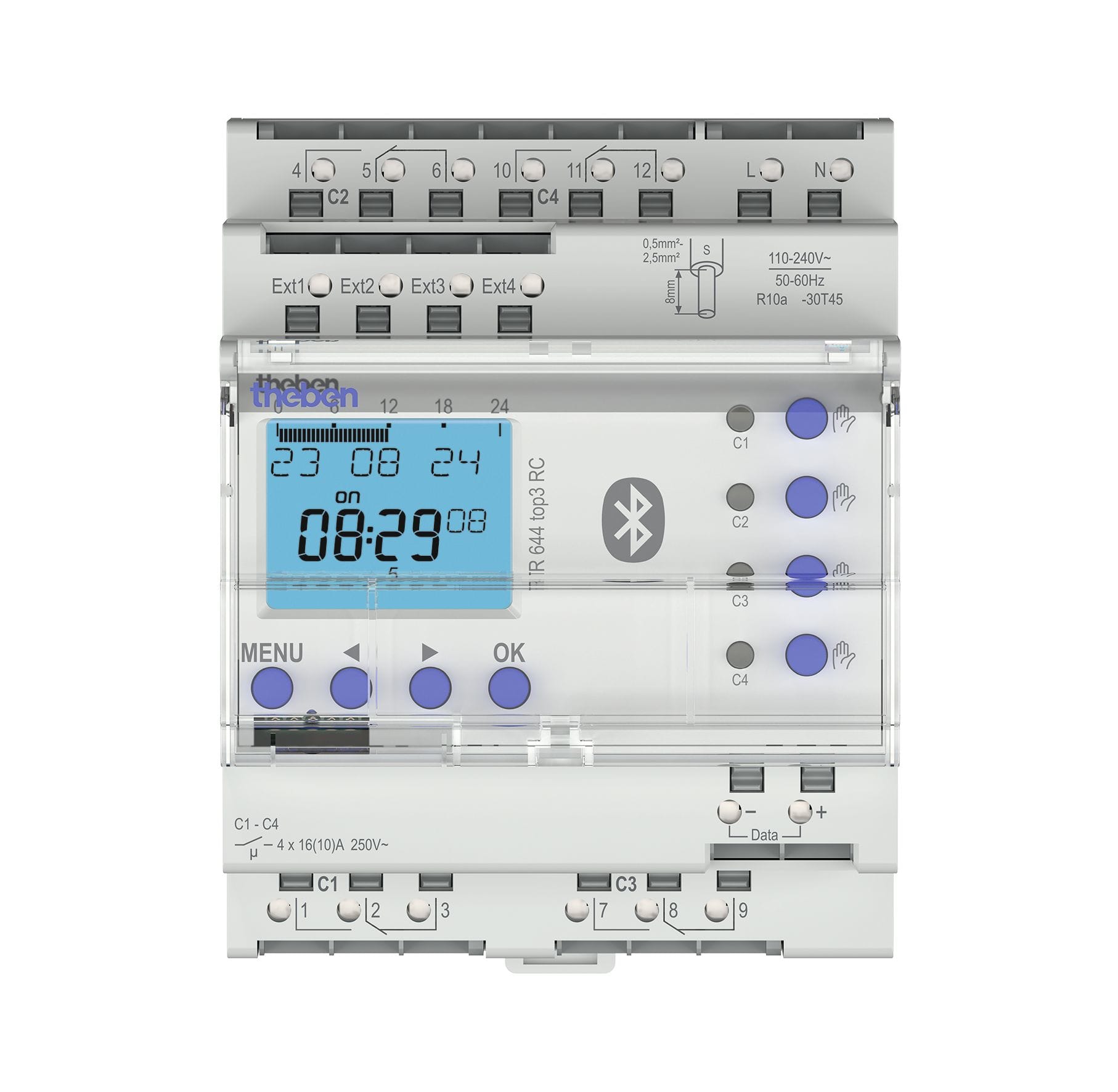 Theben - Horloge annuelle et astronomique digitale 4 contacts  230V Bluetooth intégré