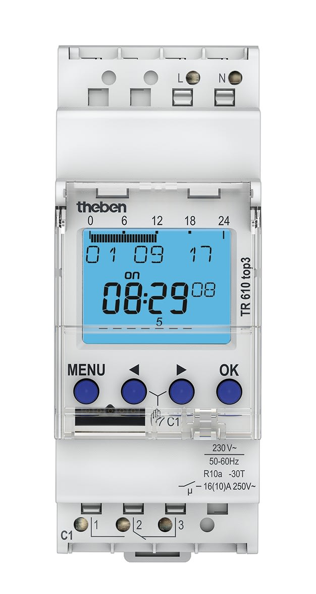 Theben - Horloge hebdomadaire digitale 24h 7j 1 contact 230V. Prog OBELISK top 3 BLE