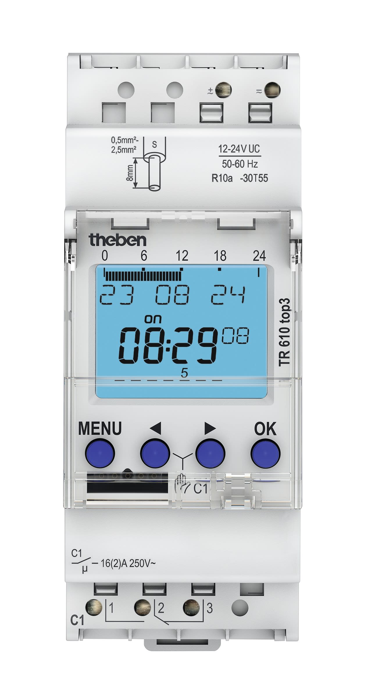 Theben - Horloge hebdomadaire digitale 24h-7j. 230v compatible OBELISK top3 Bluetooth.