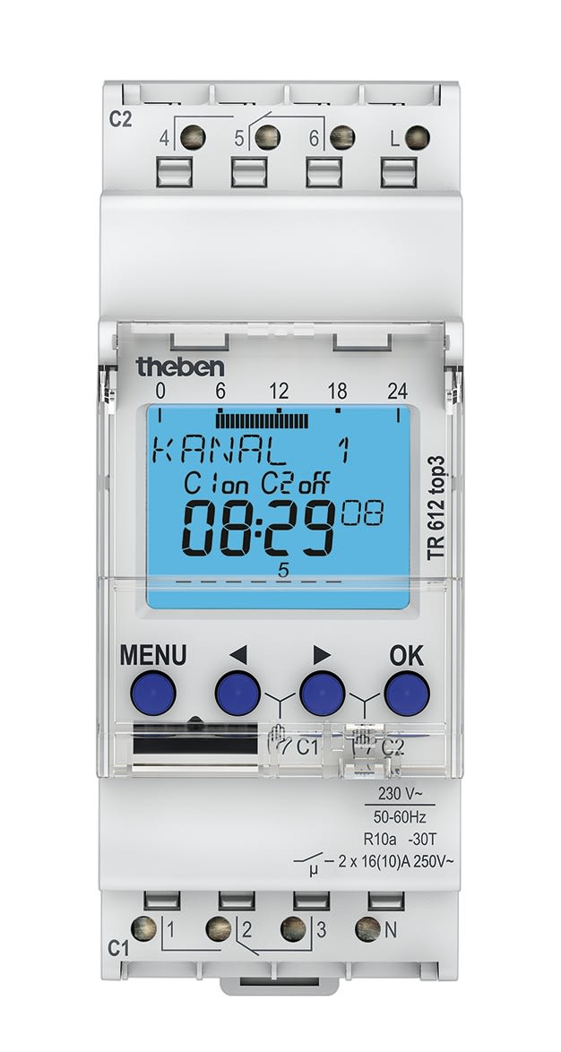 Theben - Horloge hebdomadaire digitale 24h 7j 2 contacts 230V. Prog OBELISK top 3 BLE