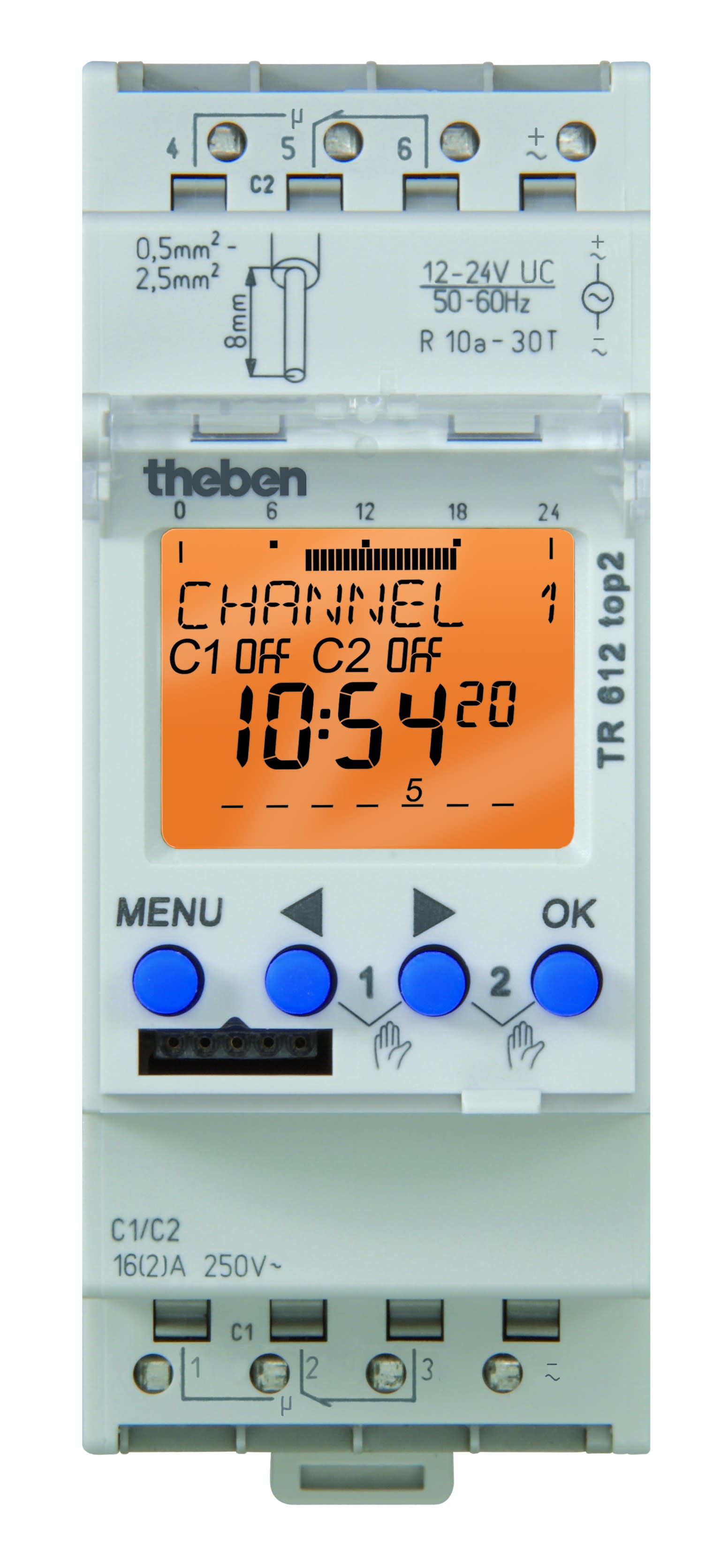 Theben - Horloge hebdomadaire digitale 24h 7j 2module 2 c 12 à 24v uc