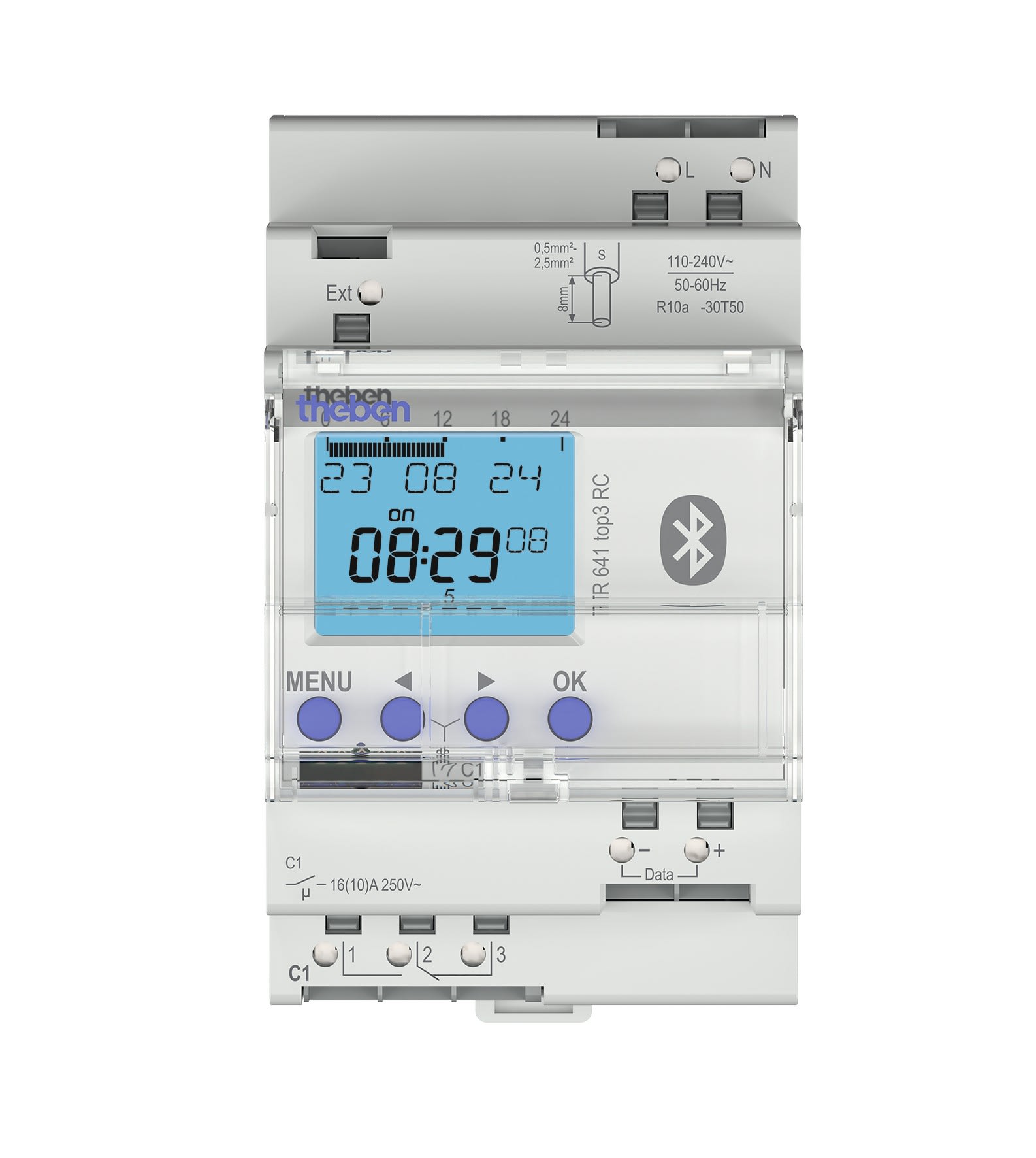 Theben - Horloge annuelle et astronomique digitale 1 contact 230V Bluetooth intégré.