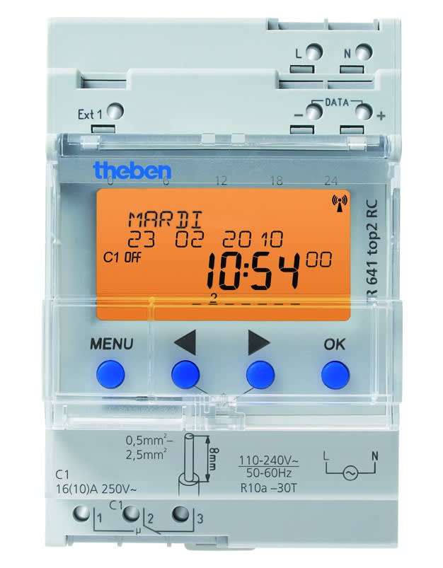 Theben - Horloge annuelle et astronomique digitale 1 c 24V  radio sync ss antenne